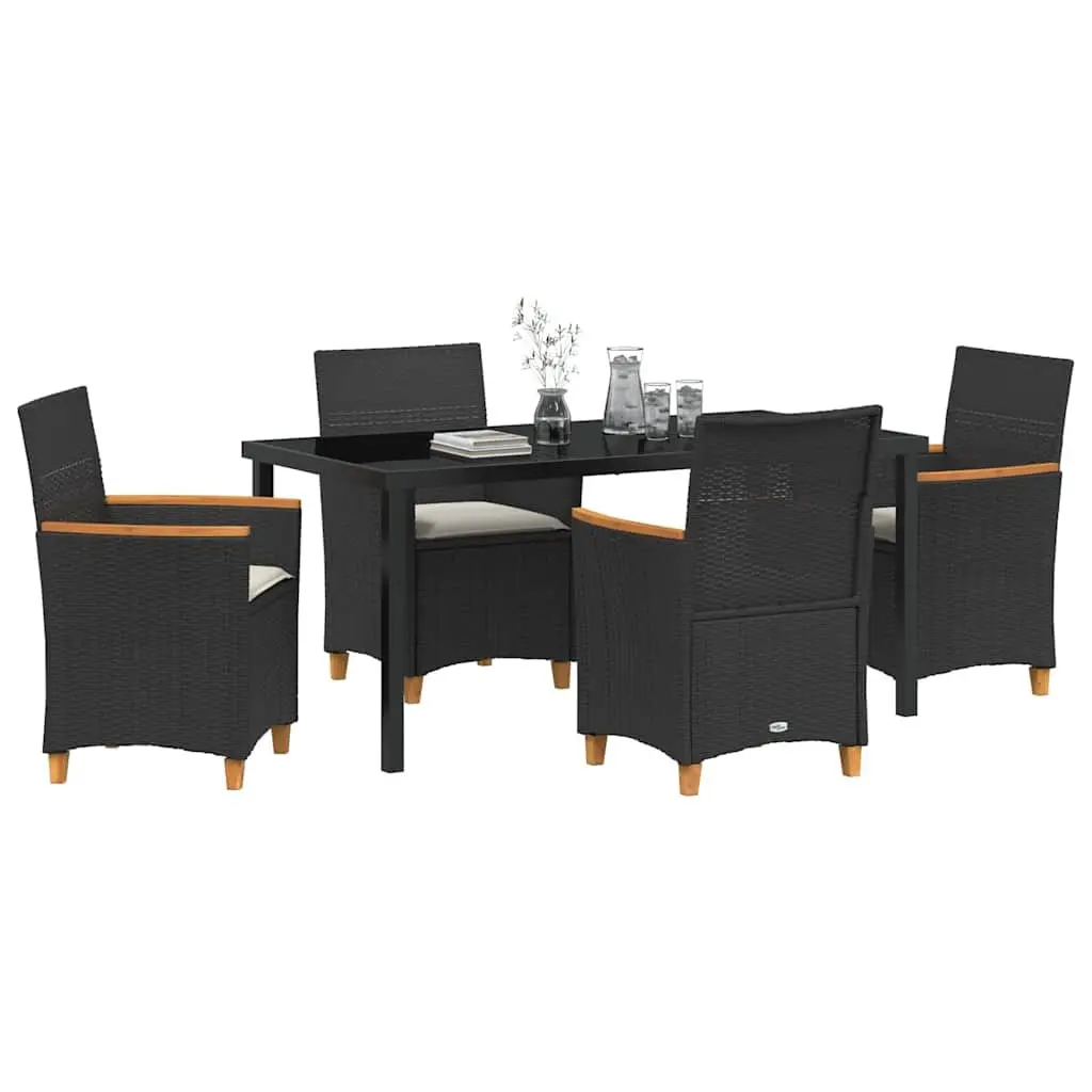 Garden Dining Set 5 Piece with Glass Top Table