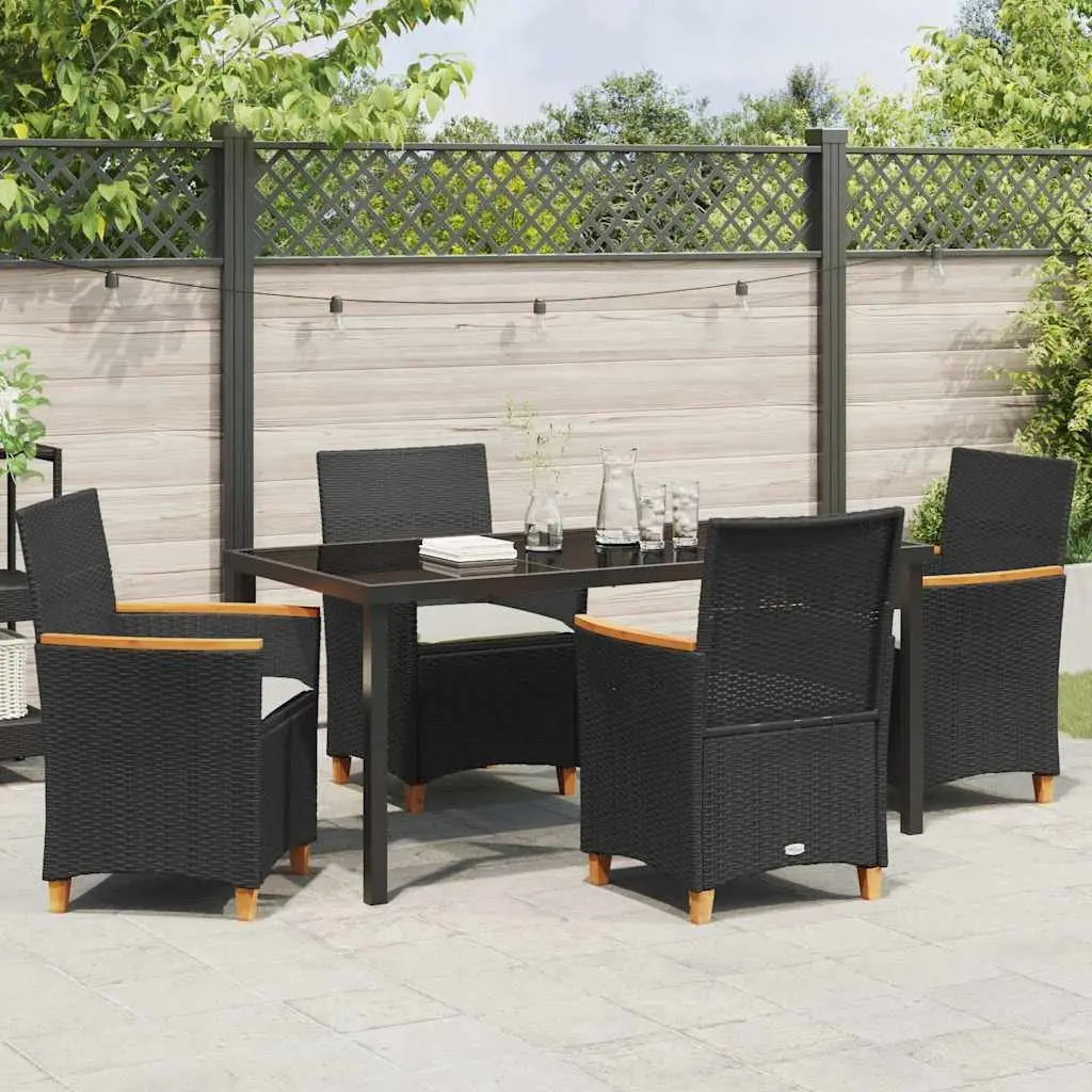 Garden Dining Set 5 Piece with Glass Top Table