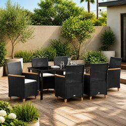 High-Quality Black Outdoor 7-Piece Garden Dining Set