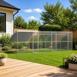 Chicken Cage 3 pcs Silver 600 x 200 x 200 cm Steel PE Outdoor Poultry Run