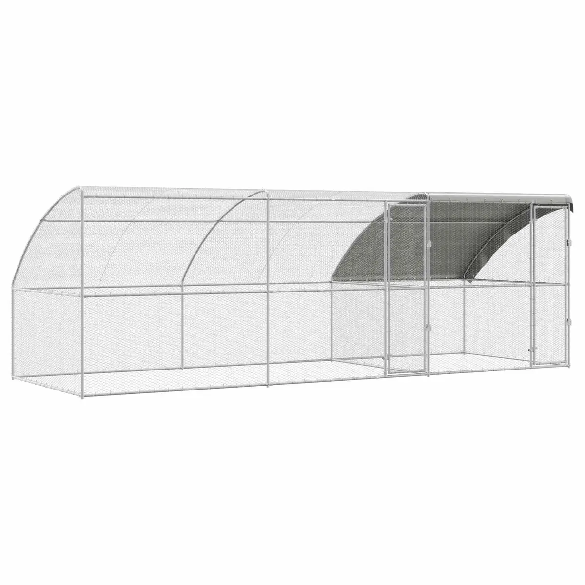 3-Piece Chicken Cage in Silver for Outdoor Use