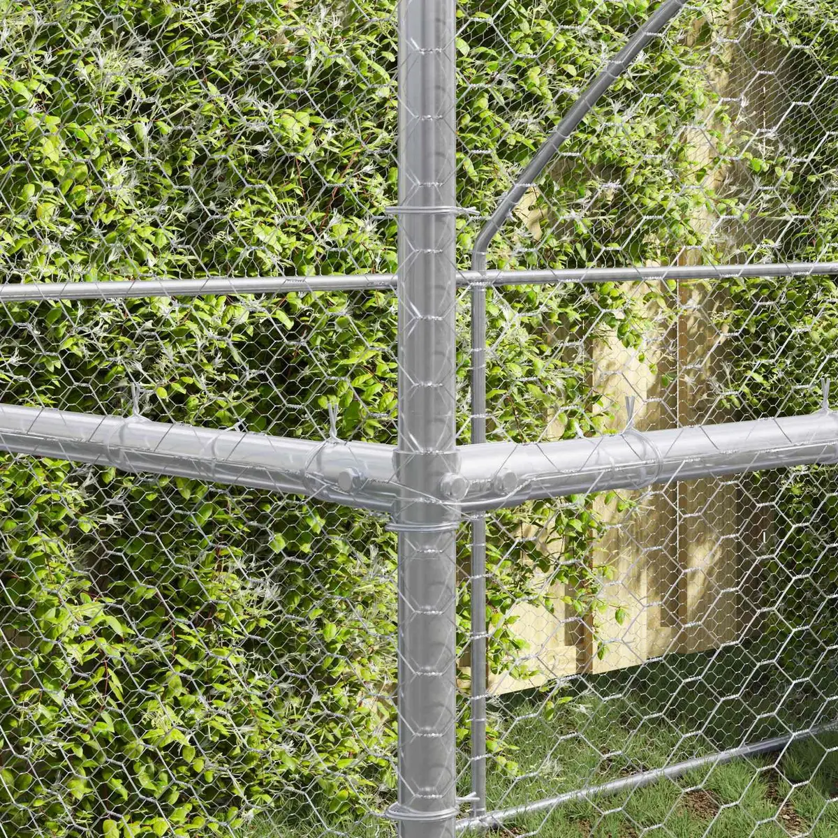 3-Piece Chicken Cage in Silver for Outdoor Use
