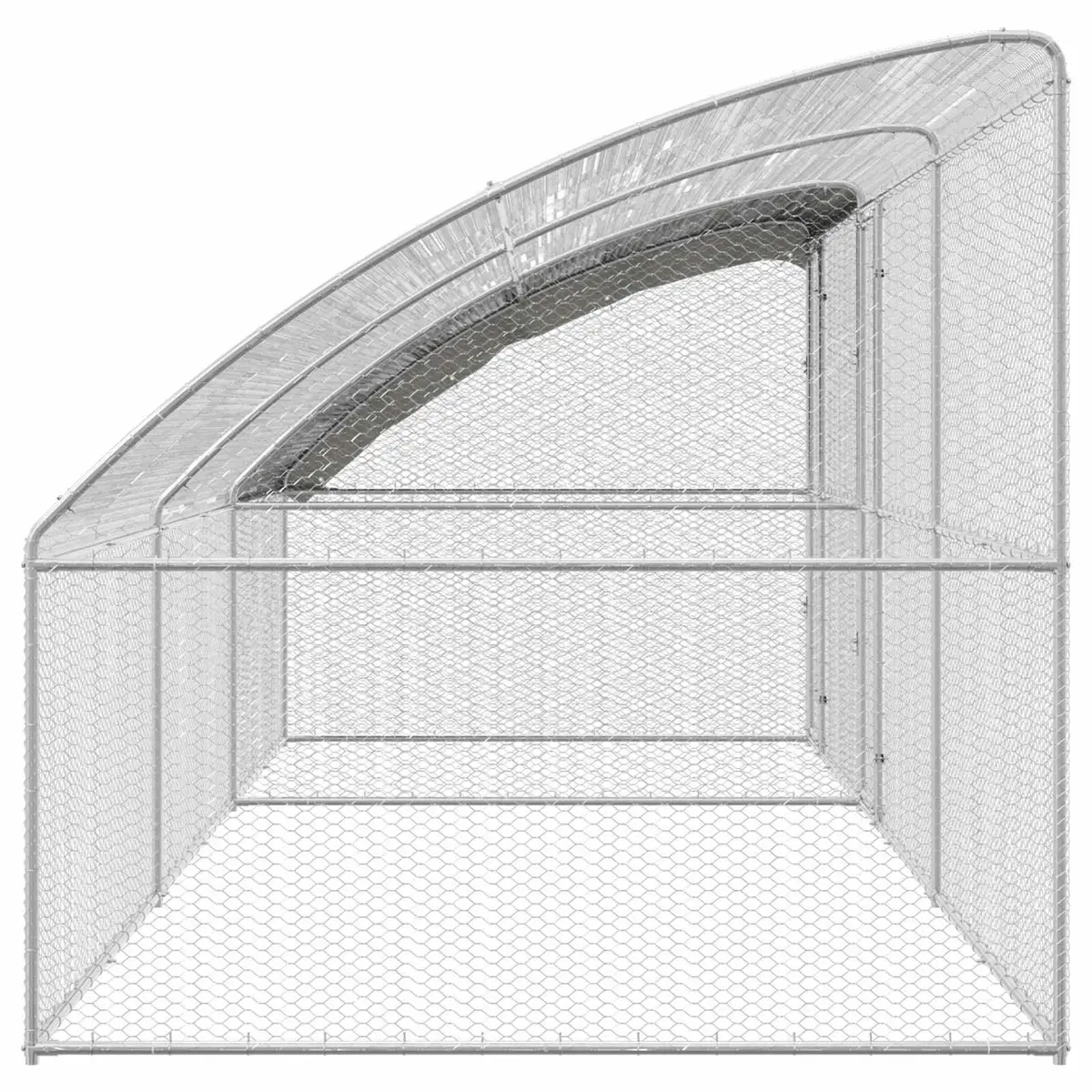 3-Piece Chicken Cage in Silver for Outdoor Use