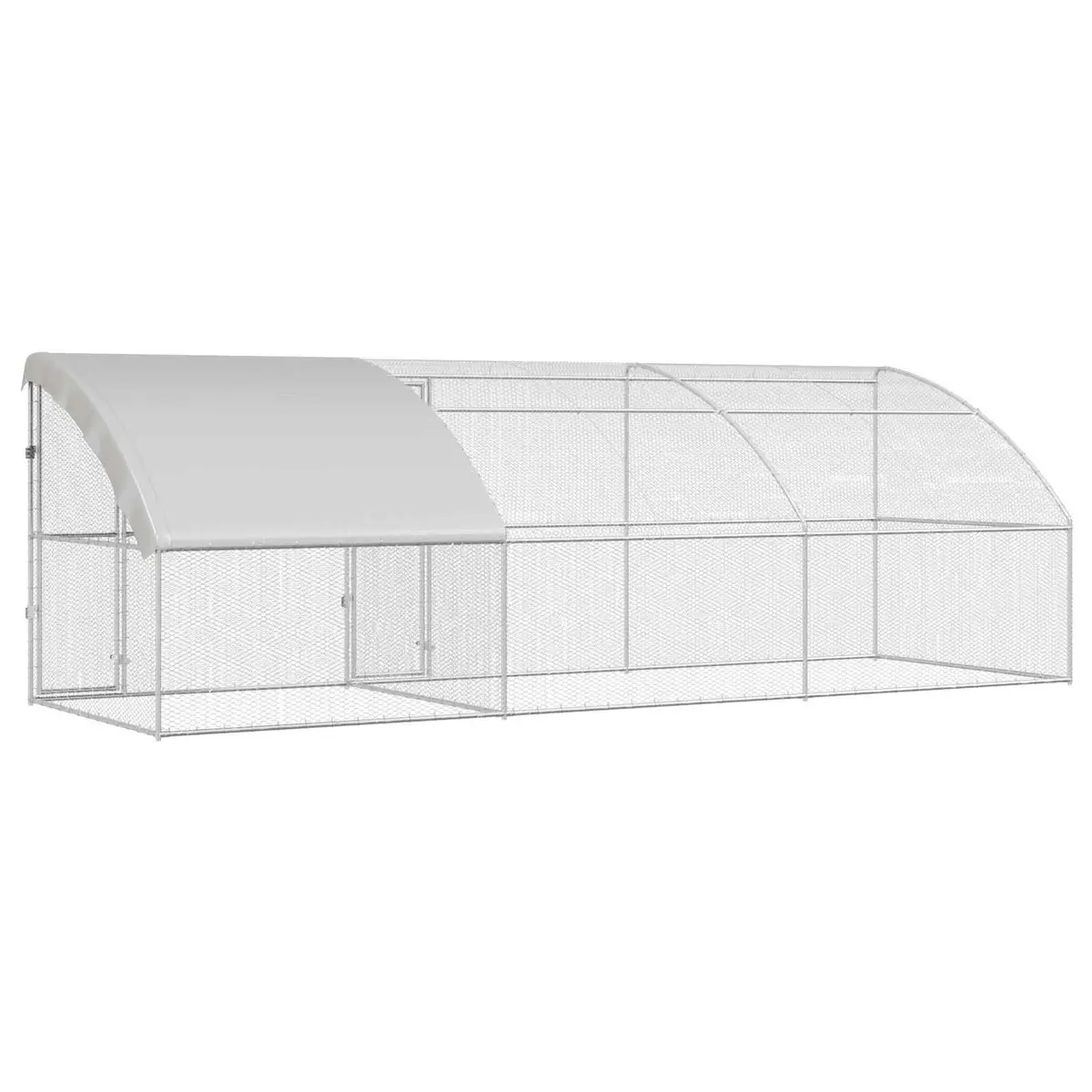3-Piece Chicken Cage in Silver for Outdoor Use