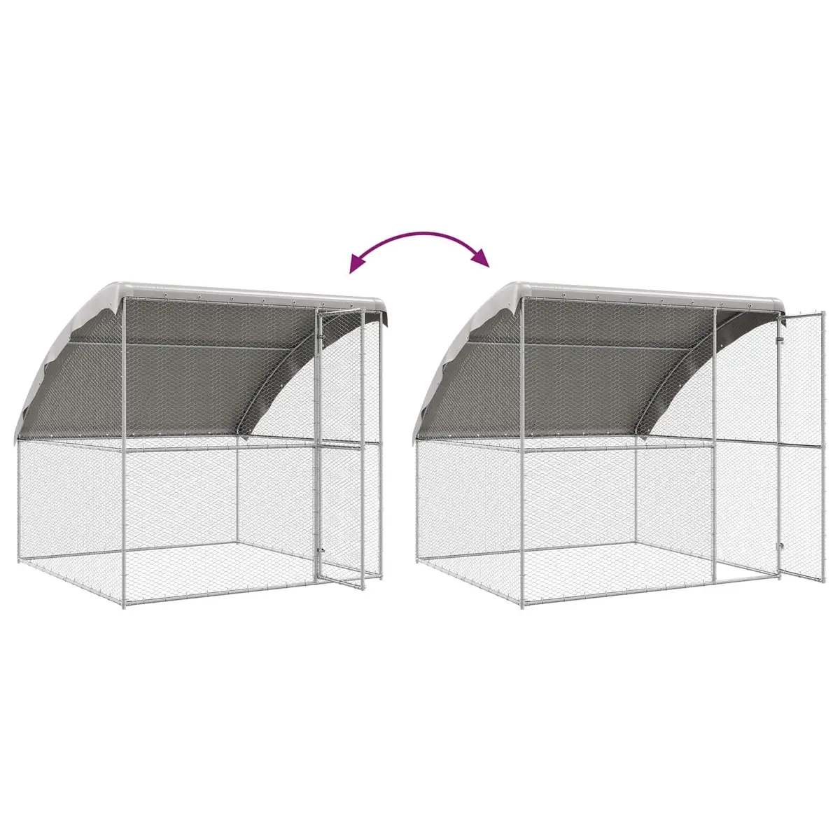 3-Piece Chicken Cage in Silver for Outdoor Use