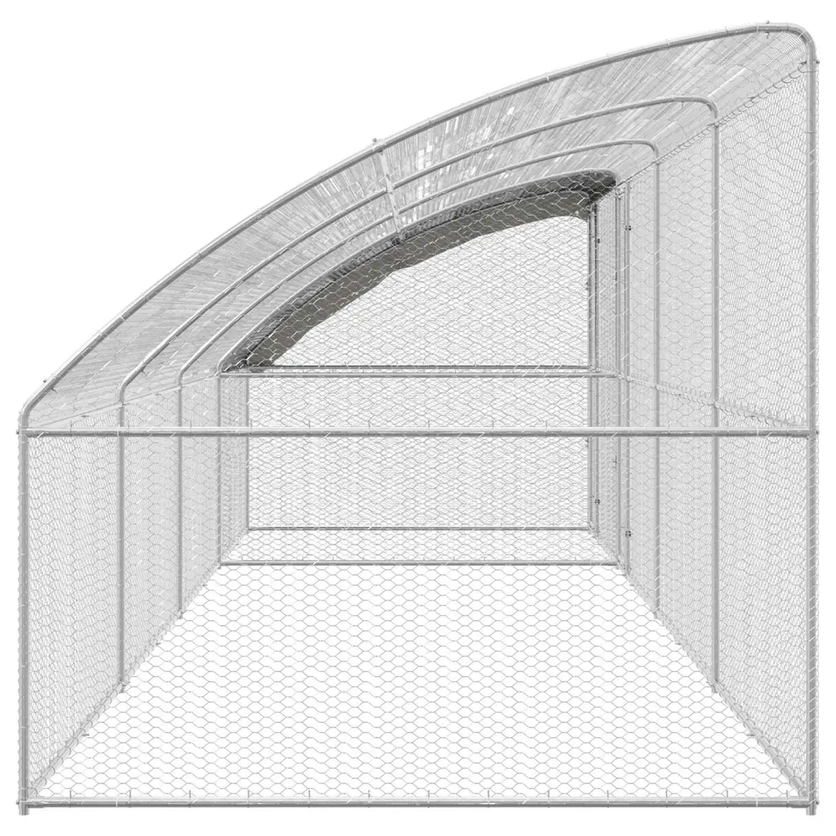 Chicken Cage Steel PE 800x200x200cm Silver 4 Piece