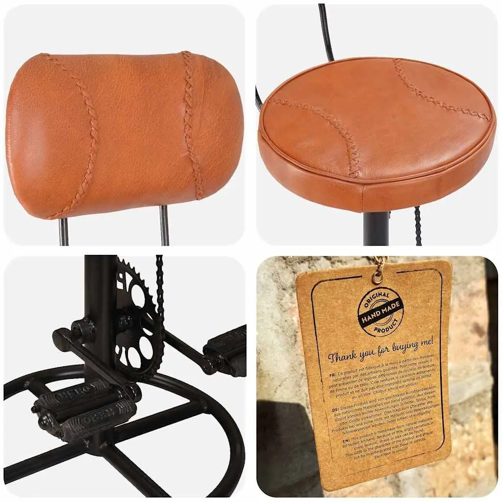 Bar Stools 2 pcs Brown Upholstered Seating with Bicycle Pedal Footrests