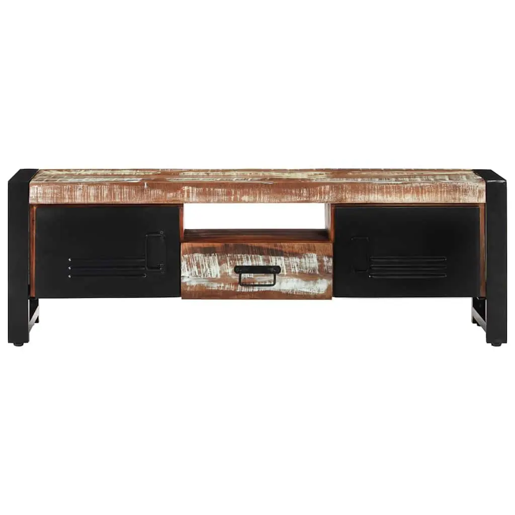 Solid Reclaimed Wood TV Cabinet with Doors & Drawer