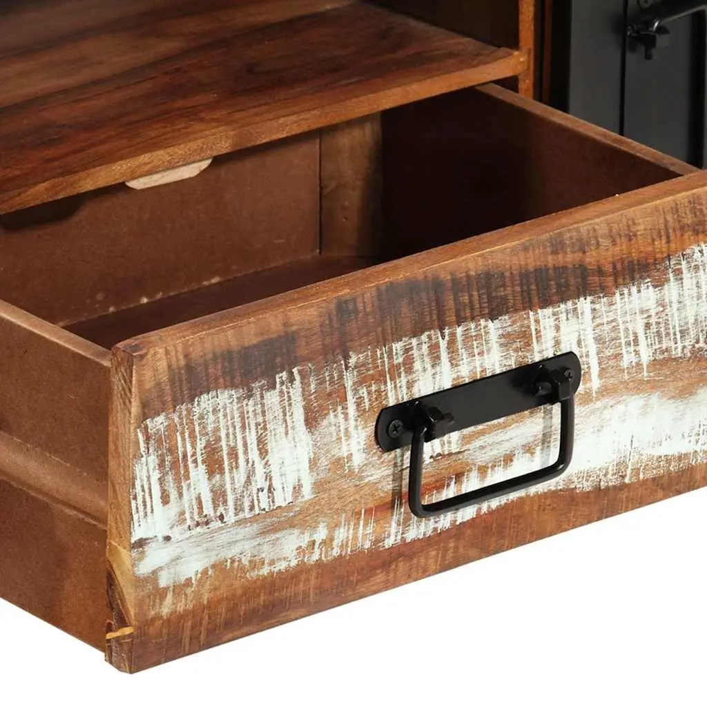 Solid Reclaimed Wood TV Cabinet with Doors & Drawer