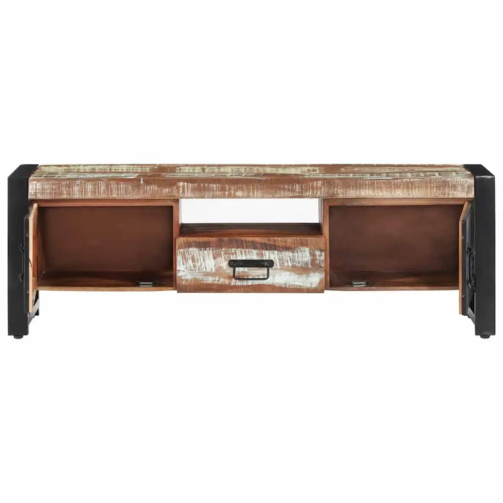 Solid Reclaimed Wood TV Cabinet with Doors & Drawer