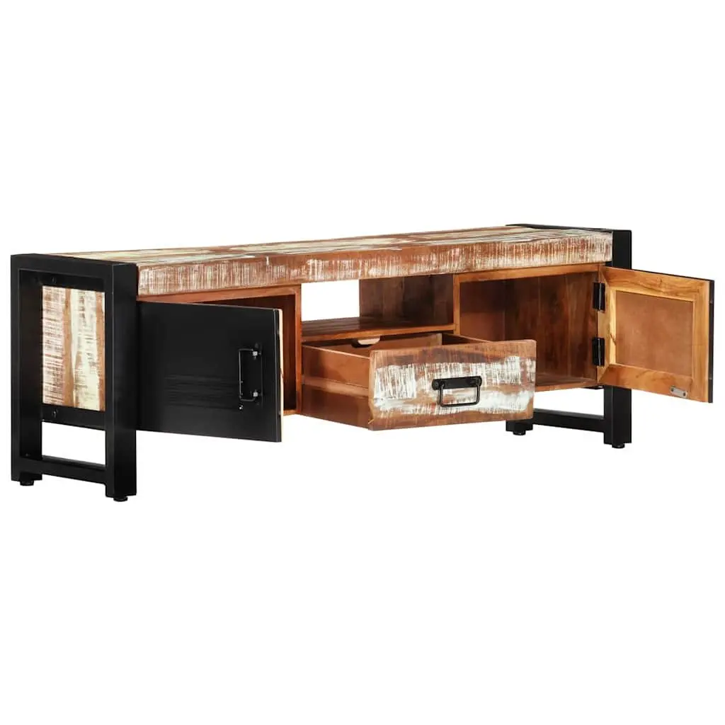 Solid Reclaimed Wood TV Cabinet with Doors & Drawer