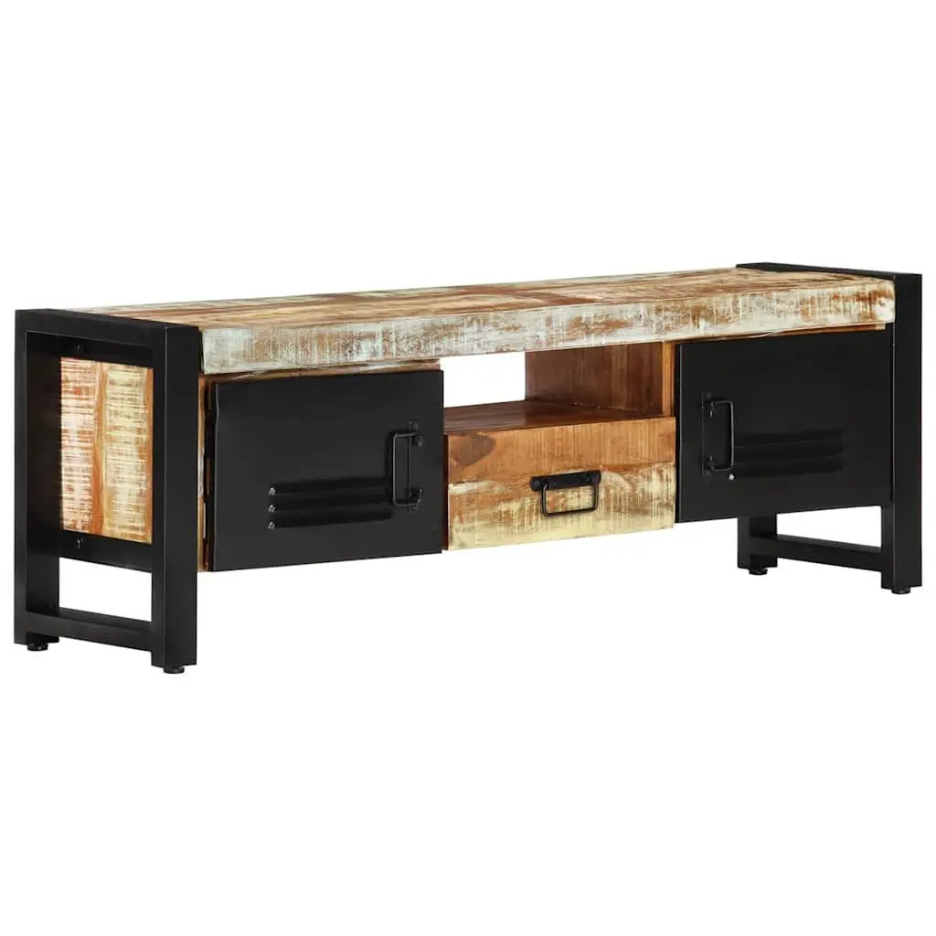 Solid Reclaimed Wood TV Cabinet with Doors & Drawer