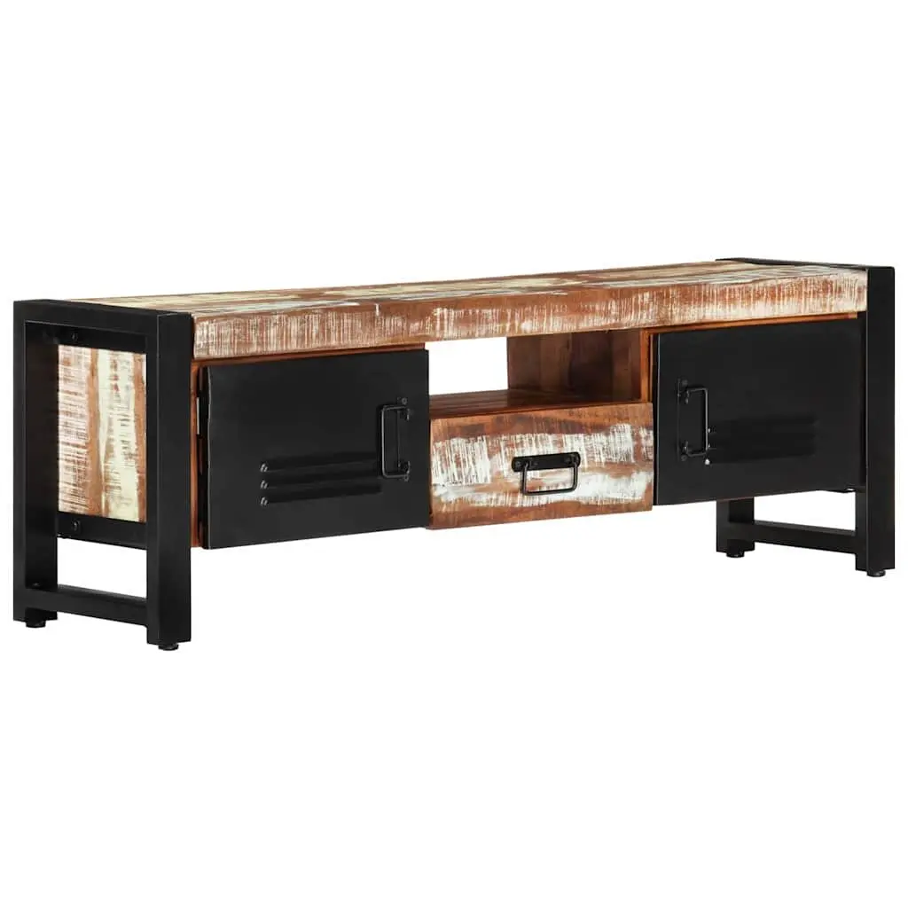 Solid Reclaimed Wood TV Cabinet with Doors & Drawer