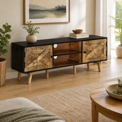 Durable TV Cabinet with Unique Wood Grain 140x30x46 cm