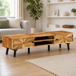 Solid Wood Acacia TV Cabinet with Spacious Storage