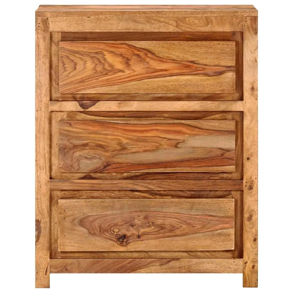 Solid Wood Acacia Drawer Cabinet 60x33x75 cm, 3 Drawers