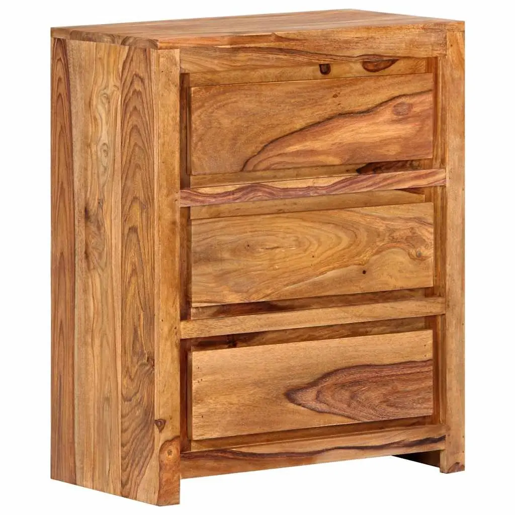 Solid Wood Acacia Drawer Cabinet 60x33x75 cm, 3 Drawers