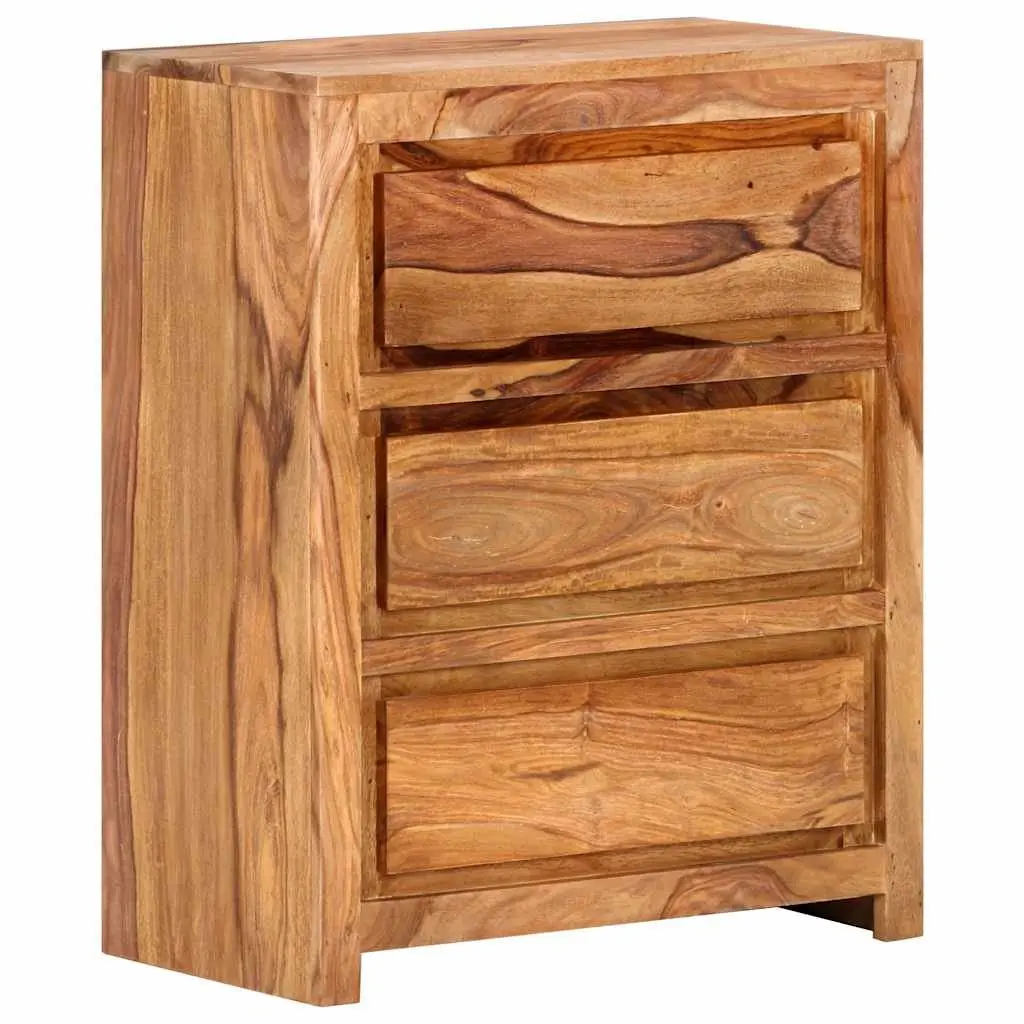 Solid Wood Acacia Drawer Cabinet 60x33x75 cm, 3 Drawers