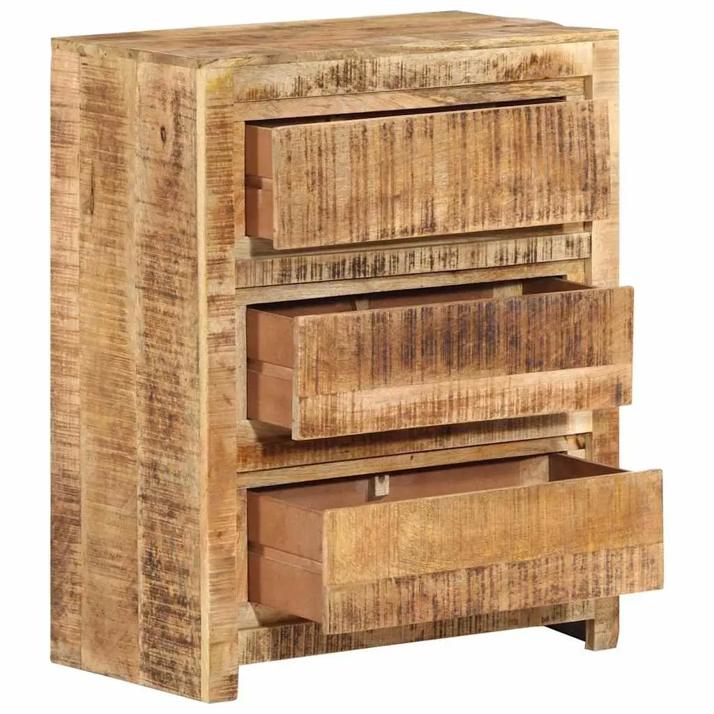 Solid Wood Mango Brown Drawer Cabinet with 3 Drawers