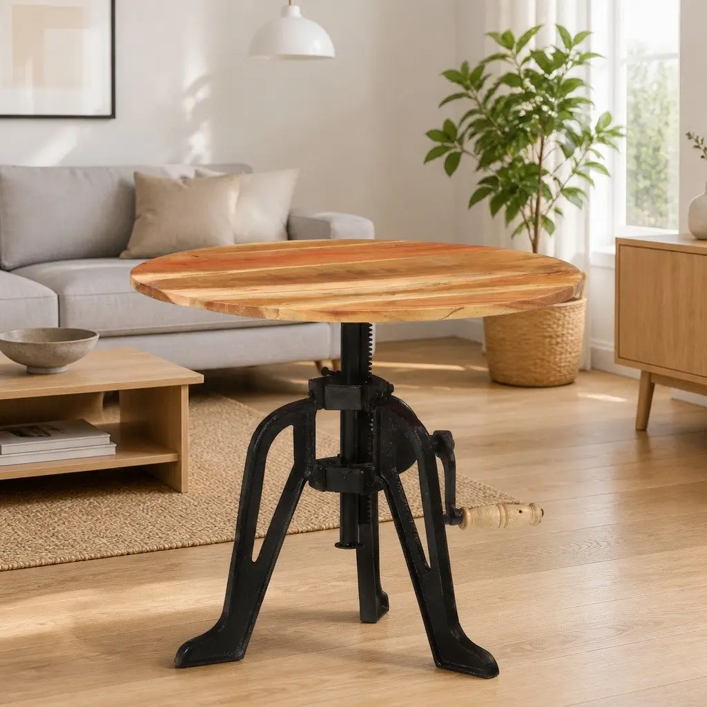 Solid Wood Adjustable Side End Table 60cm