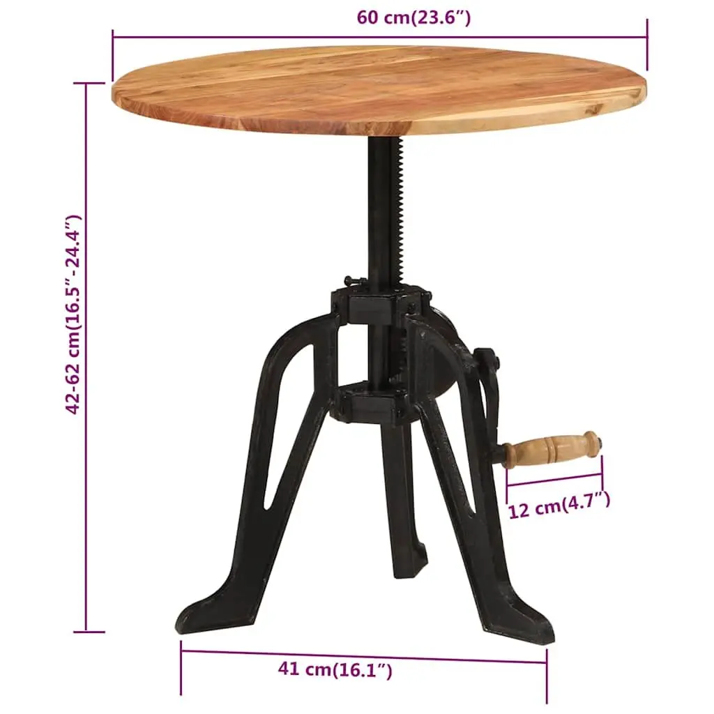 Solid Wood Adjustable Side End Table 60cm