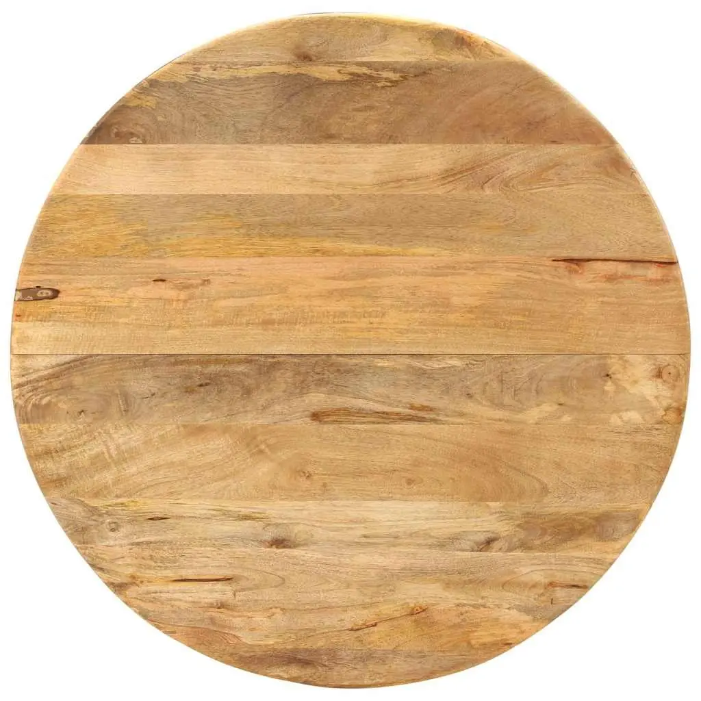Round 110cm Dining Table with Solid Mango Wood and Steel Frame