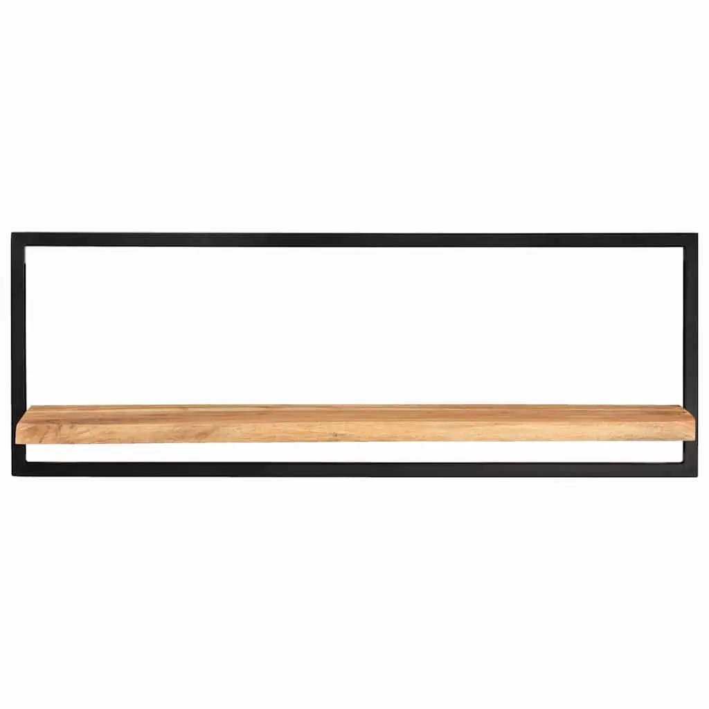 Floating Shelves Solid Acacia Wood Brown Steel Frame 2 Pieces