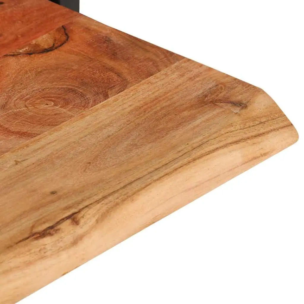 Floating Shelves Solid Acacia Wood Brown Steel Frame 2 Pieces