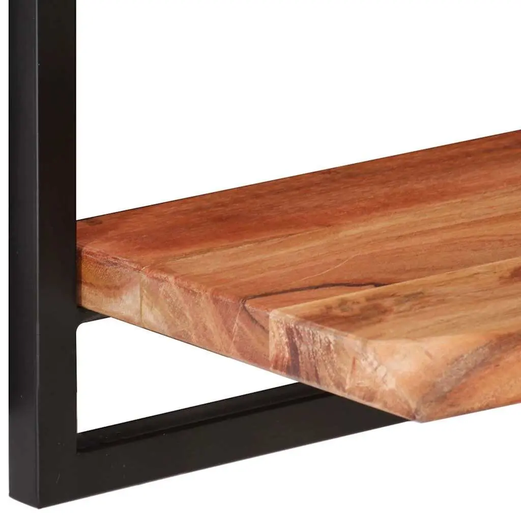 Floating Shelves Solid Acacia Wood Brown Steel Frame 2 Pieces