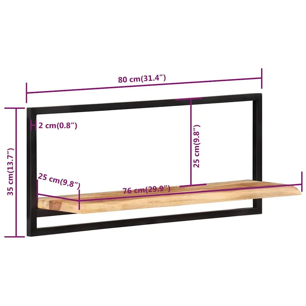 Wall Shelves Solid Acacia Wood Steel Frame 80x25x35 cm Brown 2 Pieces