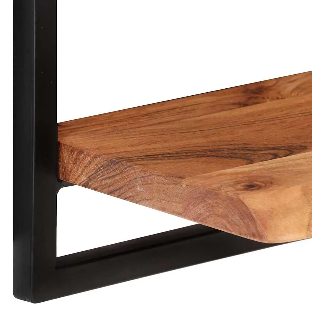 Wall Shelves 2 pcs Solid Wood Acacia Steel Frame Floating Display Shelving Brown
