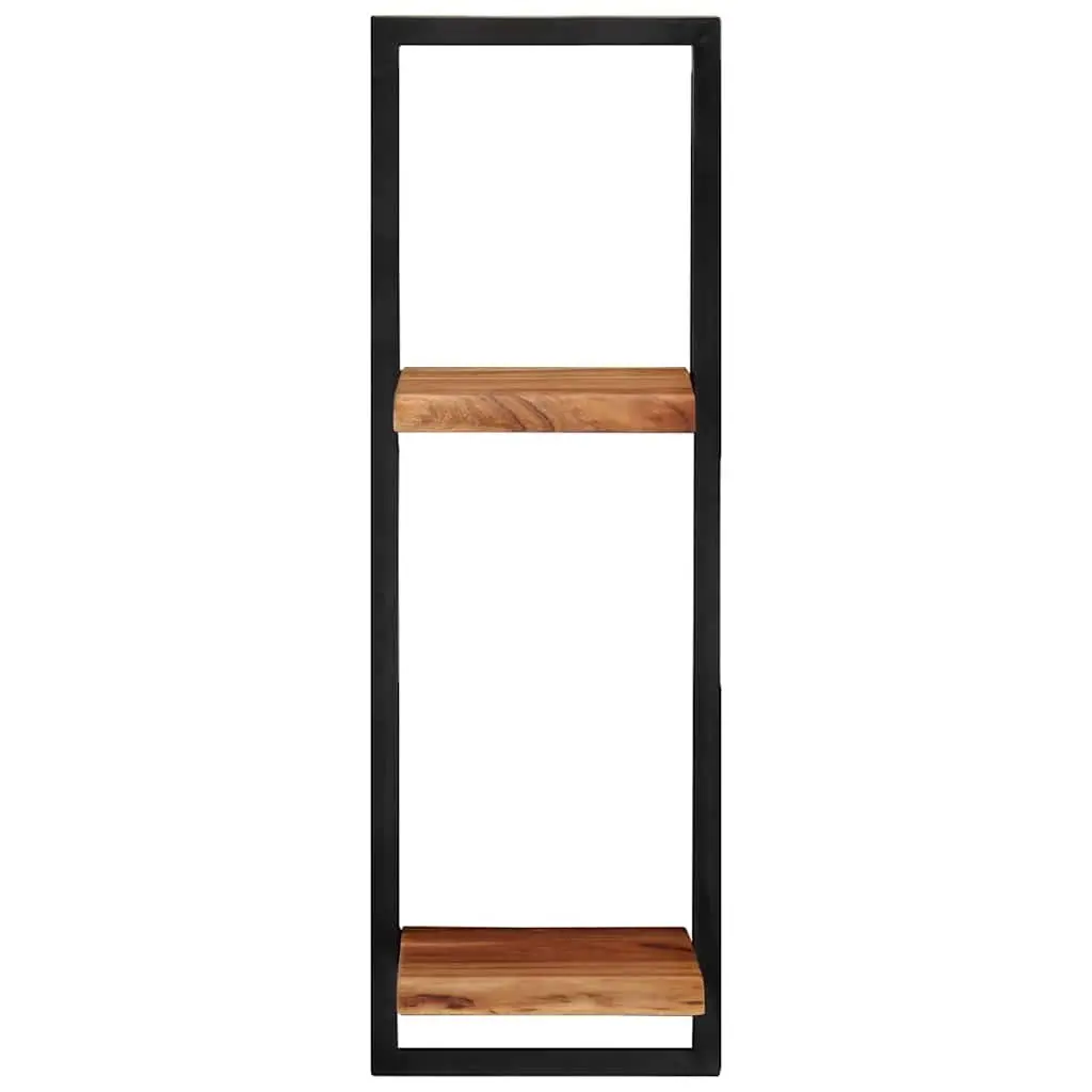 Wall Shelves Solid Acacia Wood Steel 25 x 25 x 75 cm Brown 2 Pieces