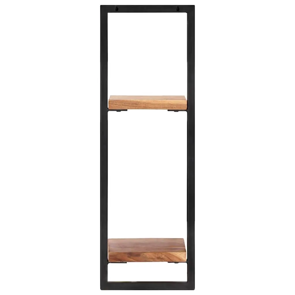 Wall Shelves Solid Acacia Wood Steel 25 x 25 x 75 cm Brown 2 Pieces