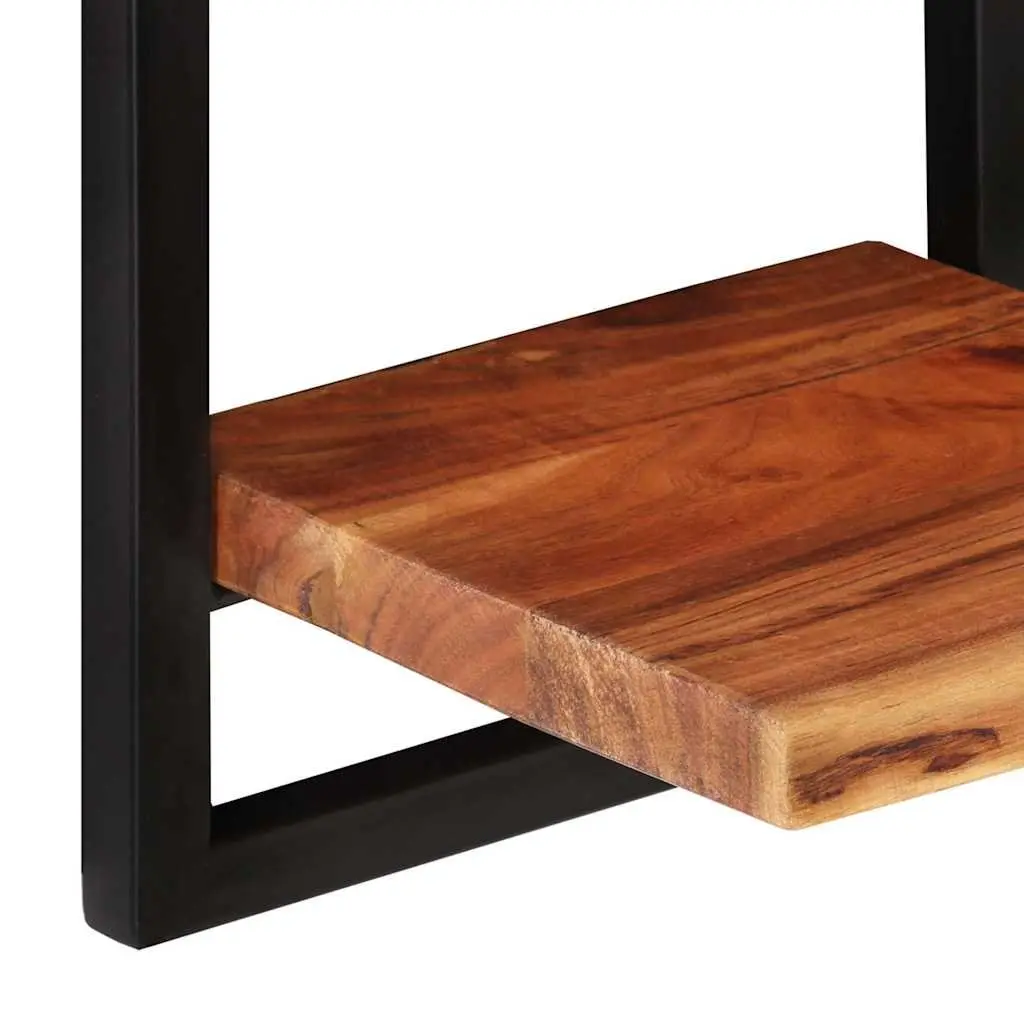 Wall Shelves Solid Acacia Wood Steel 25 x 25 x 75 cm Brown 2 Pieces