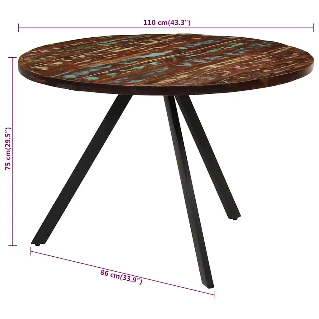 Vintage Style Solid Reclaimed Wood Dining Table 110x75 cm