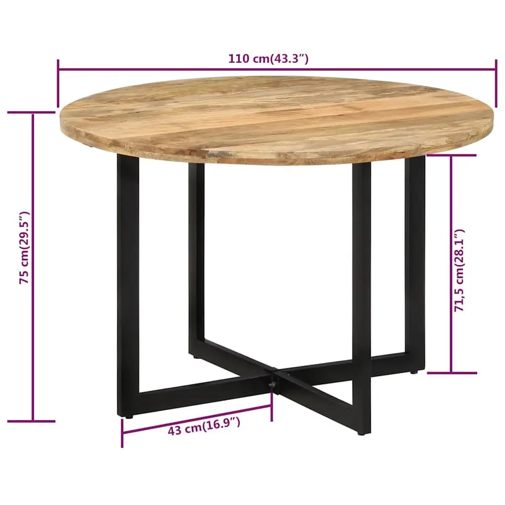 Dining Table 110x75 cm Brown Solid Wood Mango Kitchen Room Furniture Sturdy