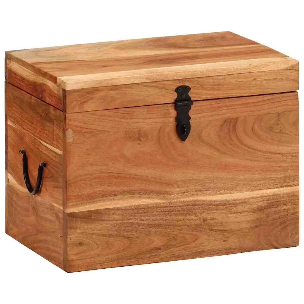 Acacia Wood Storage Box Brown 39x28x31cm Solid Antique Style Chest for Home Organization