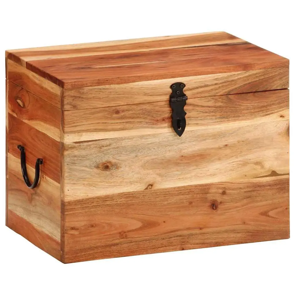 Acacia Wood Storage Box Brown 39x28x31cm Solid Antique Style Chest for Home Organization
