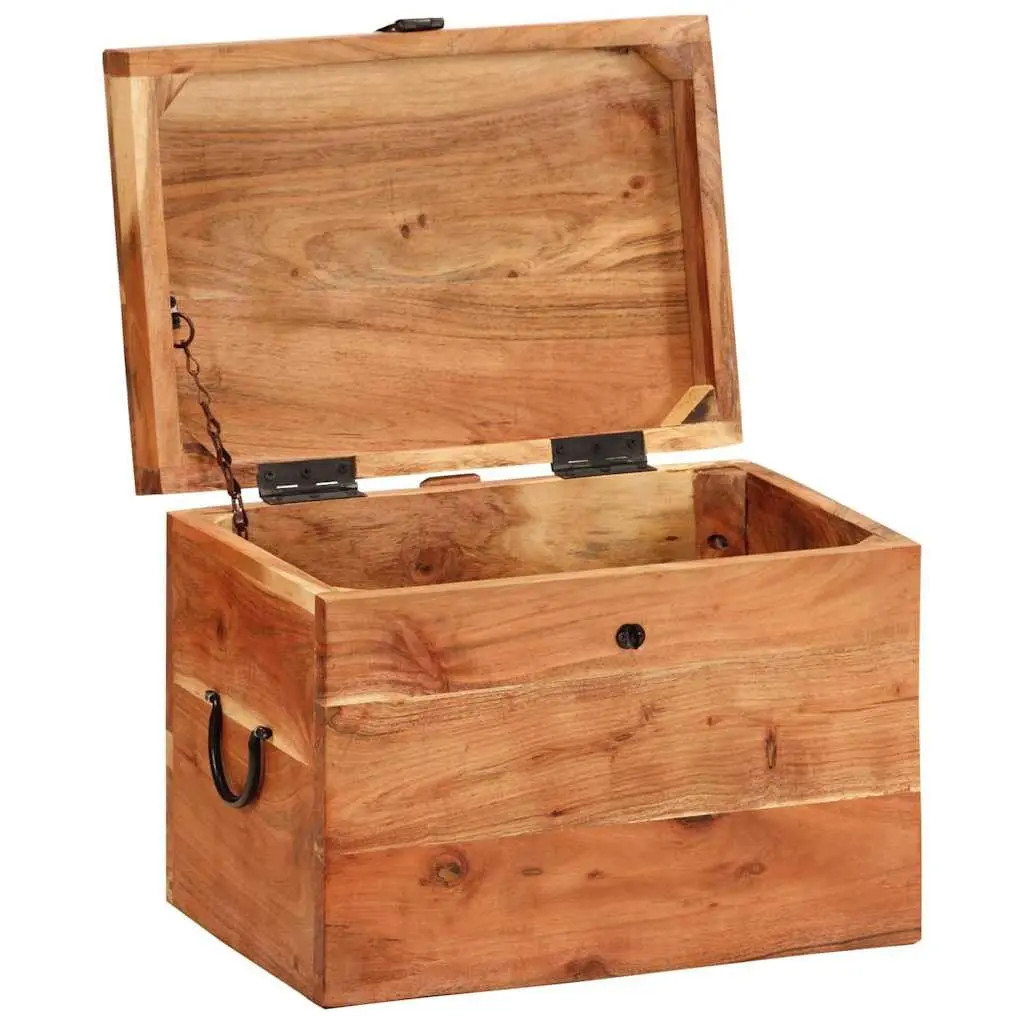 Acacia Wood Storage Box Brown 39x28x31cm Solid Antique Style Chest for Home Organization