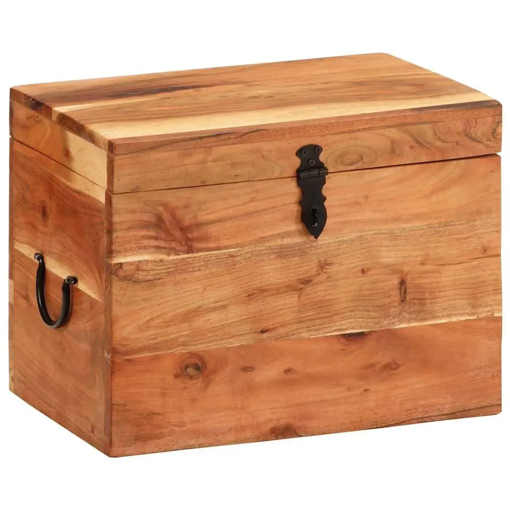 Acacia Wood Storage Box Brown 39x28x31cm Solid Antique Style Chest for Home Organization