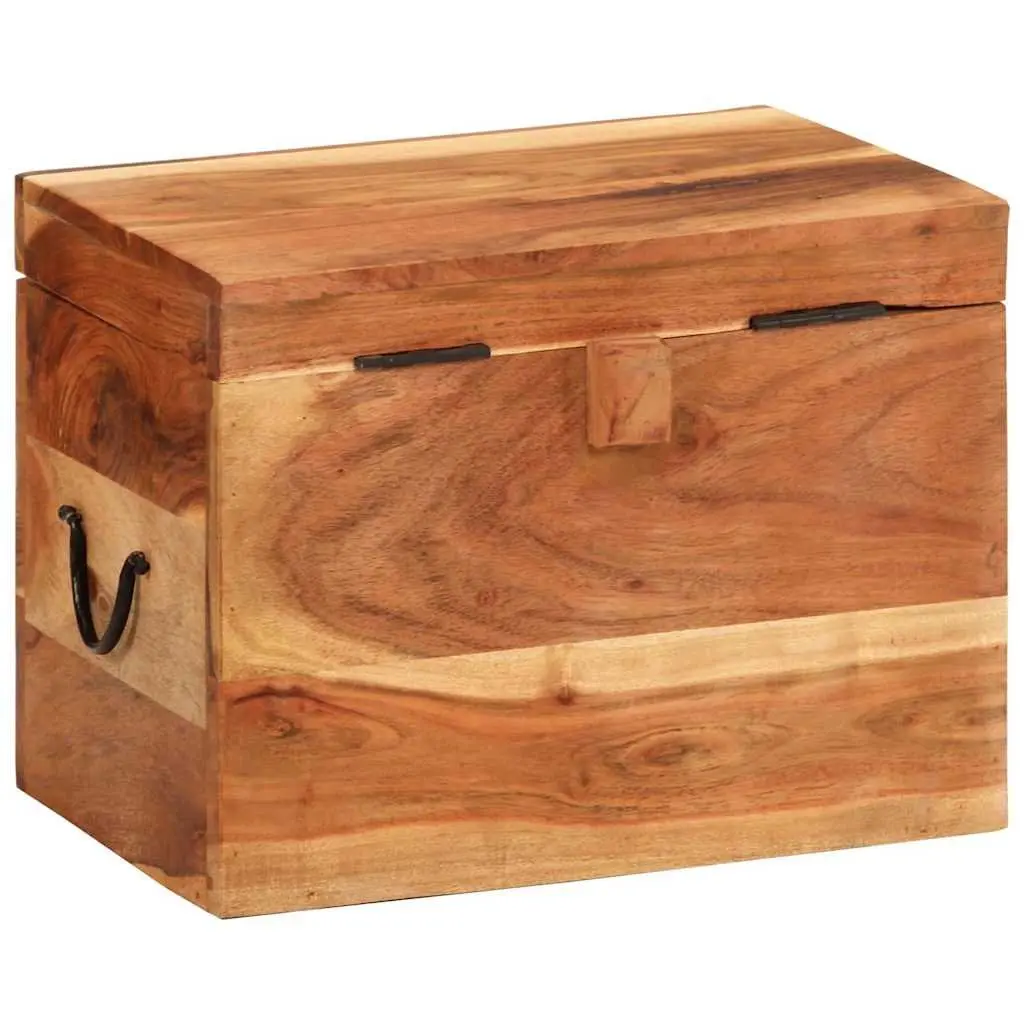 Acacia Wood Storage Box Brown 39x28x31cm Solid Antique Style Chest for Home Organization