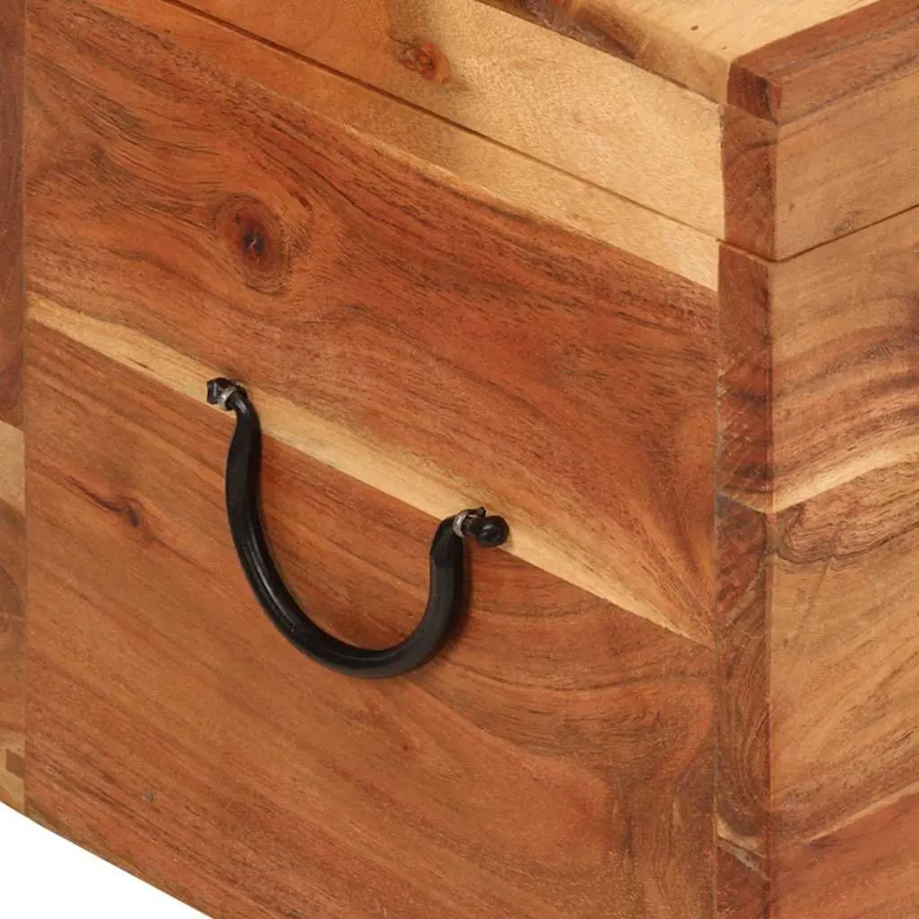 Acacia Wood Storage Box Brown 39x28x31cm Solid Antique Style Chest for Home Organization