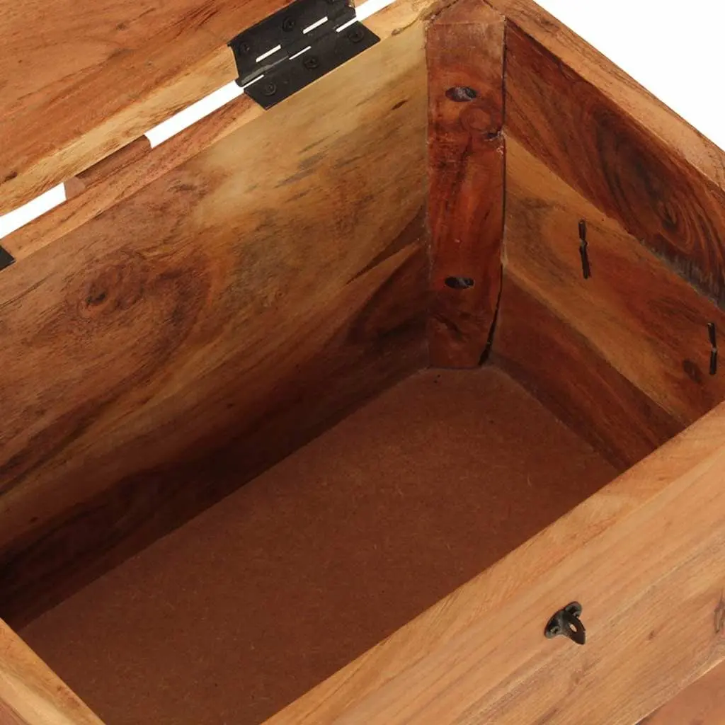 Acacia Wood Storage Box Brown 39x28x31cm Solid Antique Style Chest for Home Organization