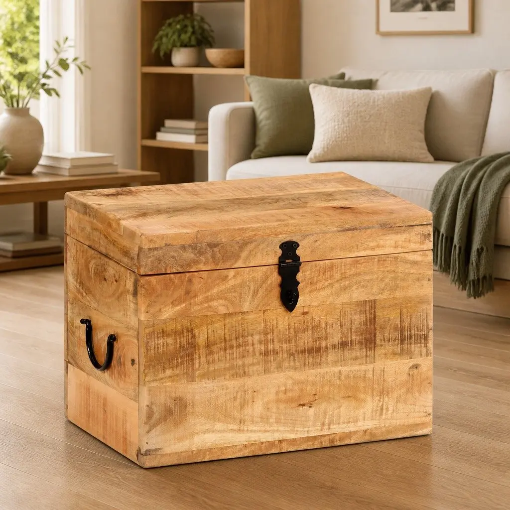 Storage Chest Solid Mango Wood 39x28x31cm Brown Antique