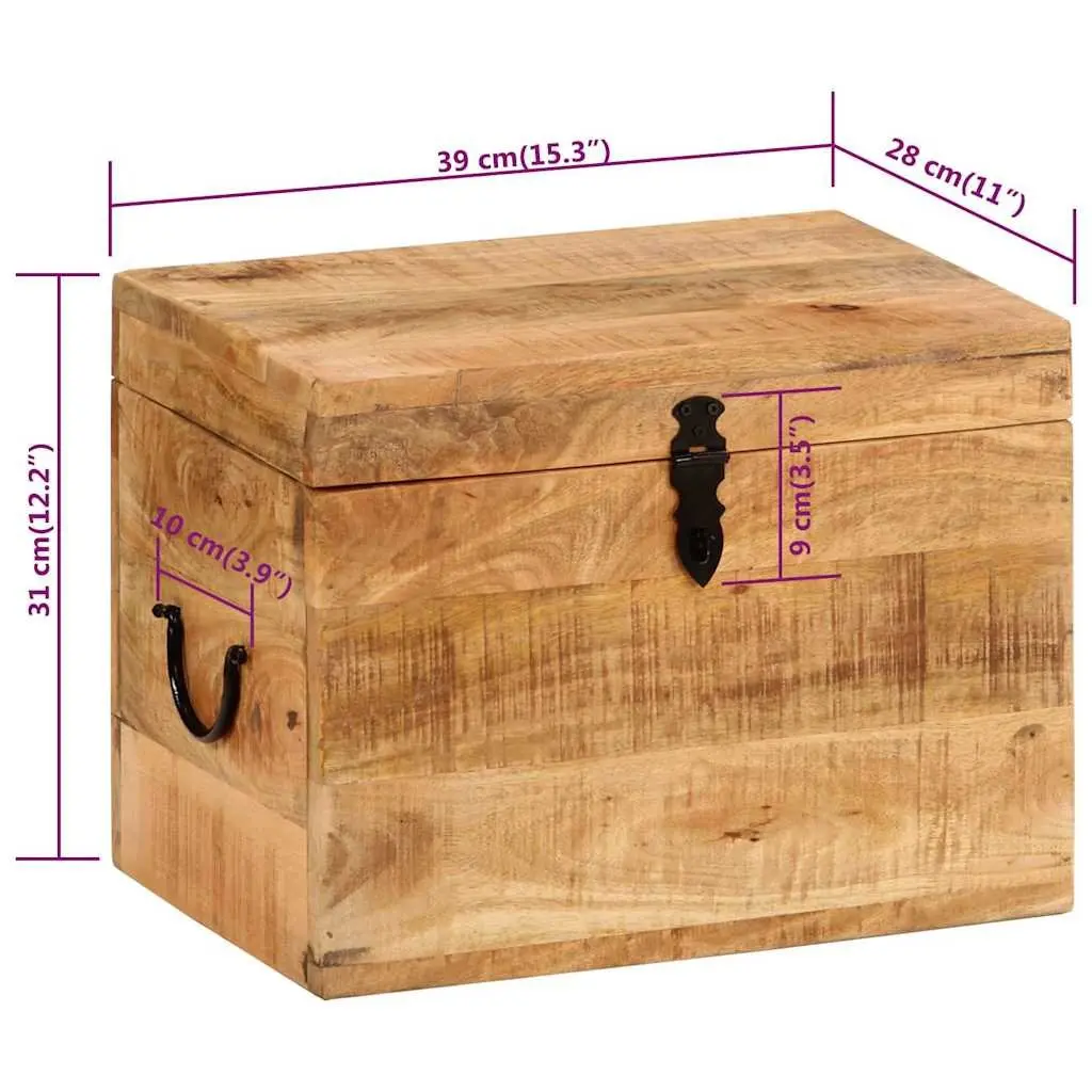Storage Chest Solid Mango Wood 39x28x31cm Brown Antique