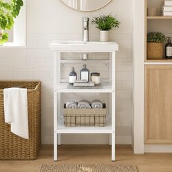 Bathroom Washbasin Frame White Storage Unit Console Vanity Towel Organizer