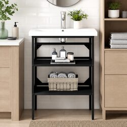 Black Bathroom Vanity Unit Frame with Storage Shelf