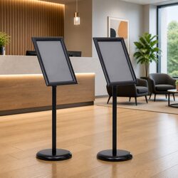 Height Adjustable Black Poster Stand - 2 Pieces