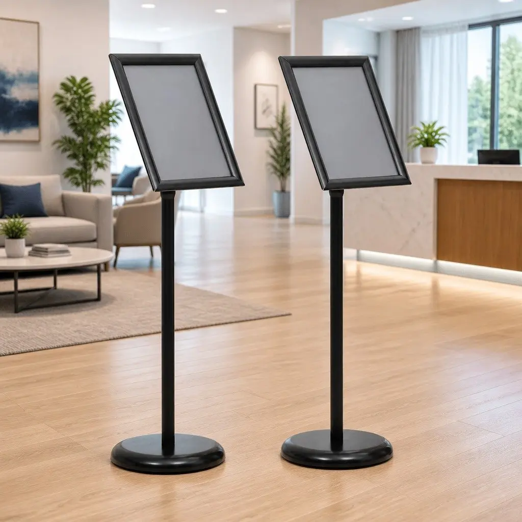 Poster Stand 2 pcs Black 32.7 x 24 x 108 cm Height-Adjustable Rotatable Display