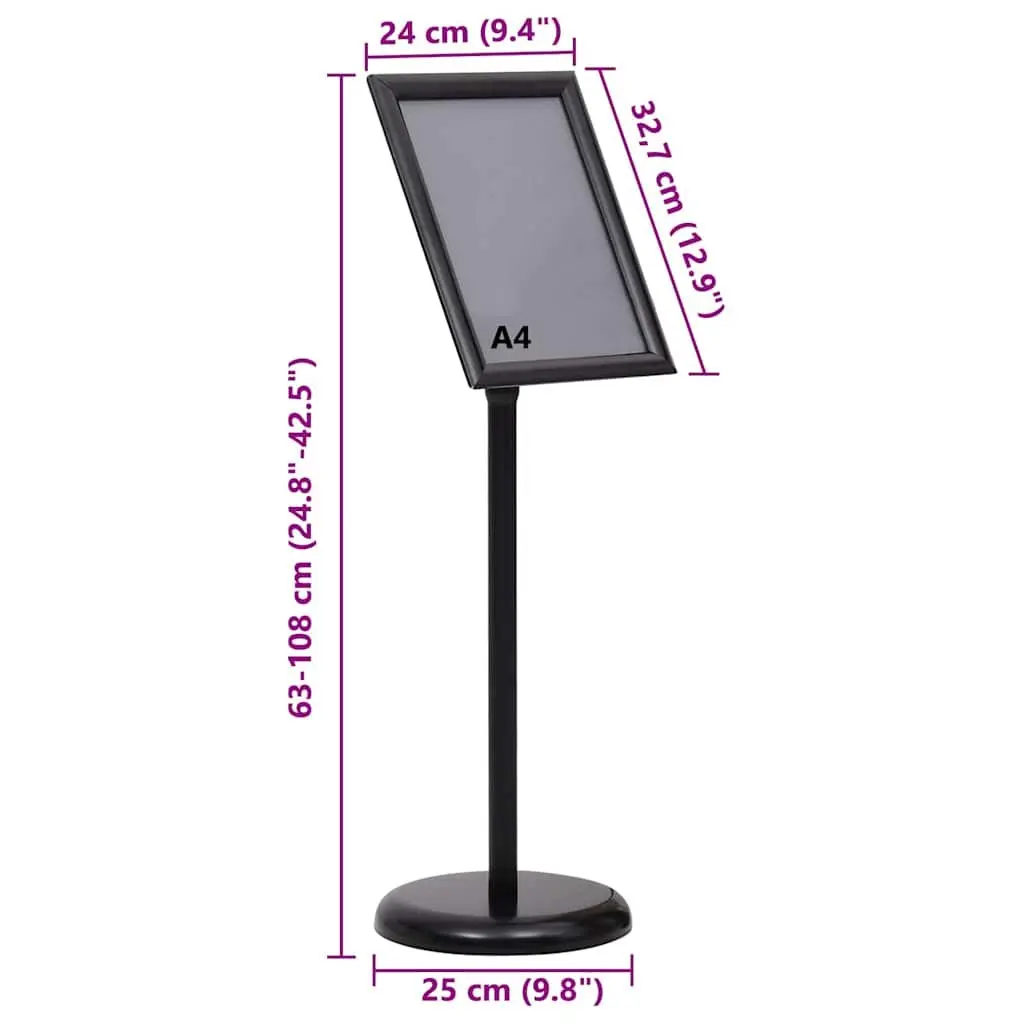 Poster Stand 2 pcs Black 32.7 x 24 x 108 cm Height-Adjustable Rotatable Display